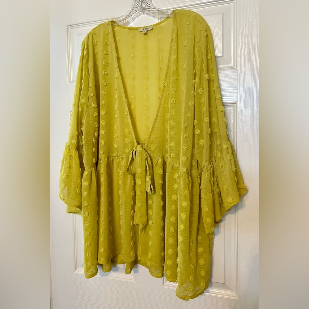 Kori America Plus Peplum Kimono with Front Tie Closure Size 1XL
